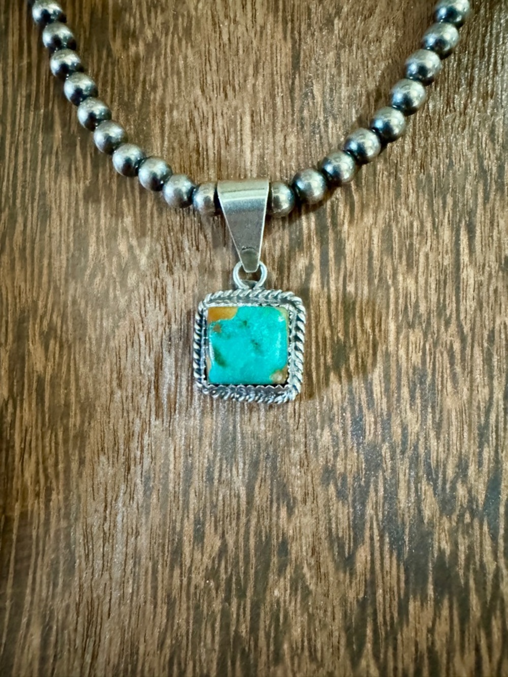 Native Made Square Turquoise Pendant